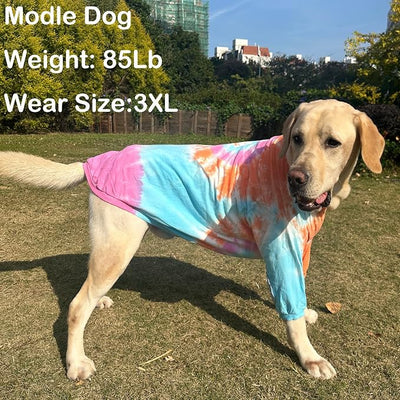 Dog Cotton Colorful Pink Orange T-Shirts Soft and Stretchy Dog Shirt Pajamas Pets Clothes for Large Dogs(Large PinkOrange)