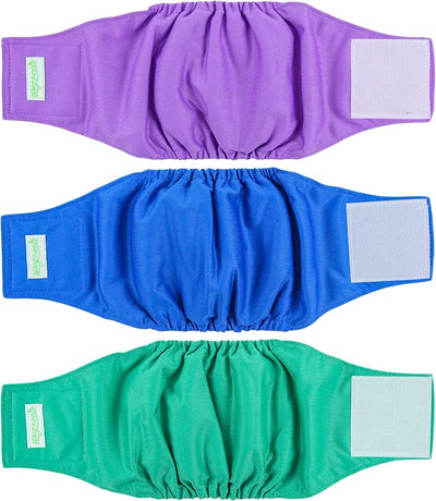 Wegreeco Washable Dog Diapers - Washable Male Dog Belly Wrap- Pack of 3 - (Blue,Green,Purple,Large)