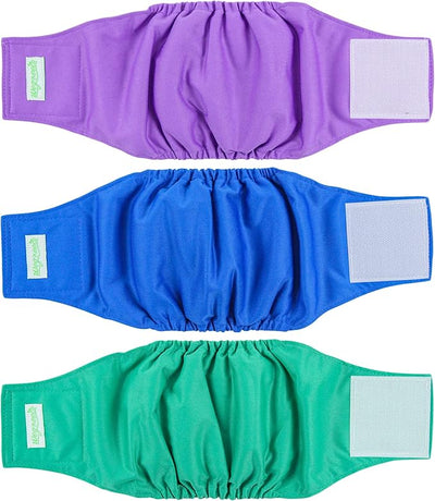 Wegreeco Washable Dog Diapers - Washable Male Dog Belly Wrap- Pack of 3 - (Blue,Green,Purple,Small)