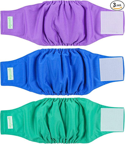 Wegreeco Washable Dog Diapers - Washable Male Dog Belly Wrap- Pack of 3 - (Blue,Green,Purple,X-Small)
