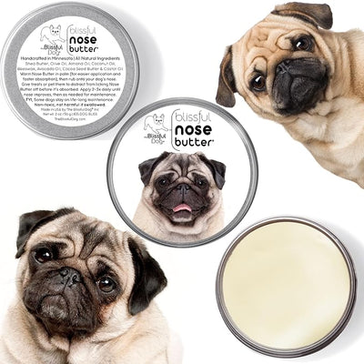 The Blissful Dog Fawn Pug Nose Butter, Versatile Dog Nose Balm for Dry Nose, Handcrafted Nose Moisturizer, Easy-to-Apply Dog Essentials, Unscented, 4 oz.