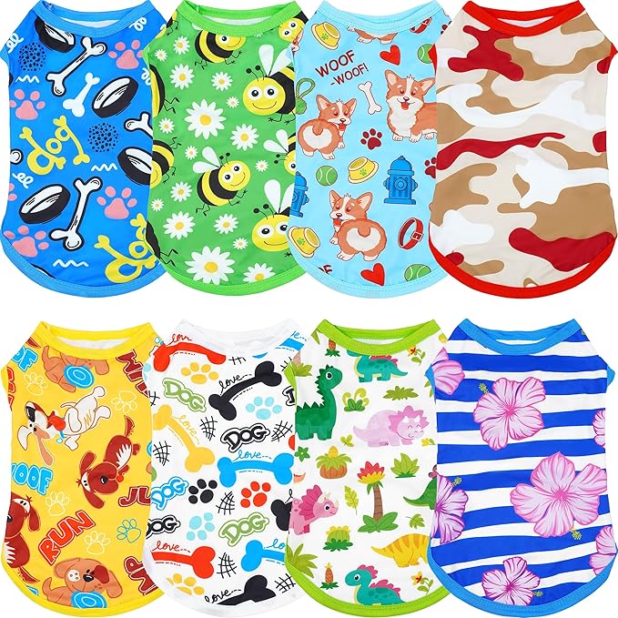 8PCS/Pack Dog Shirts Male for XXL Dog Boy Sleeveless T Shirts Soft Stretchy Tank Top Tee Vest