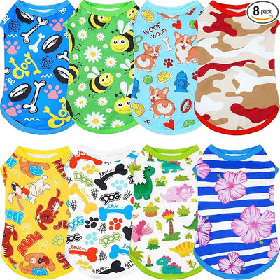 8PCS/Pack Dog Shirts Male for Large Dog Boy Sleeveless T Shirts Soft Stretchy Tank Top Tee Vest