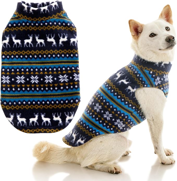 Gooby - Stretch Fleece Vest, Pullover Fleece Vest Jacket Sweater for Dogs, Reindeer Blue, 3X-Large