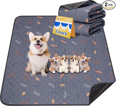 Washable Pee Pads for Dogs - 2 Pack Puppy Pads with Super Absorbent, Non-Slip, Reusable Pee Pads Specifically Designed for Dog Playpen, Crate, Whelping Box, Floor - 36" x 41", Grey