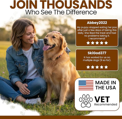 No Poo Chews for Dogs, 120 Soft Chews, Peanut Butter Flavor Chew No Poo Bites - Dog Coprophagia Treatment, Deterrent to Stop Eating Poop - Treats Bad Breath and Boosts Gut Health - Made in USA
