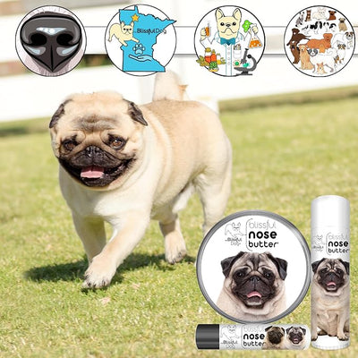 The Blissful Dog Fawn Pug Nose Butter, Versatile Dog Nose Balm to Reduce Dryness, Handcrafted Moisturizer, Easy-to-Apply, Unscented, 1 oz.