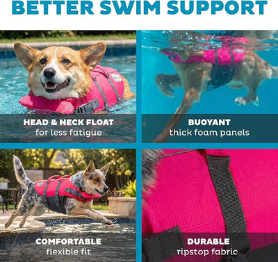 Outward Hound Granby Splash Pink Dog Life Jacket, Medium