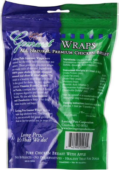 Loving Pets Gourmet All Natural Premium Apple And Chicken Wraps With Glucosamine And Chondroitin, Dog Treats, 6oz