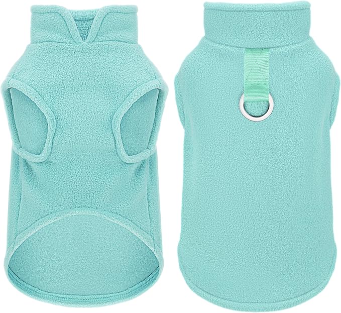 Sleeveless Pullover Fleece Vest for Small Dogs: Cozy Polyester Dog Jacket, Tank Top Sweater with Leash Ring and Armholes, Crisp, Warm, and Easy-to-Wear Design for Everyday Comfort Turquoise XL