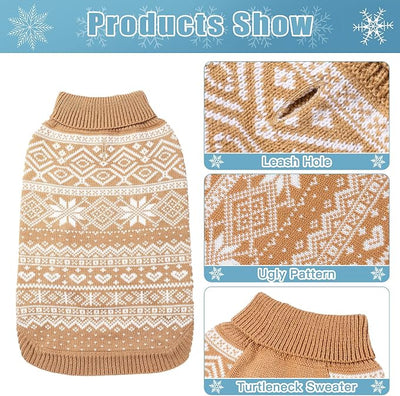 HOMIMP Dog Sweater Argyle - Warm Winter Clothes, Soft Coat for Small Medium and Large Dogs, Ugly Pet Clothing for Boy Girl Puppy