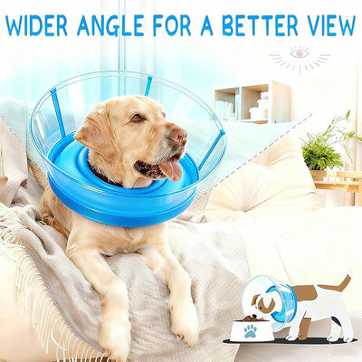 2-in-1 Soft Inflatable Dog Cone Collar Alternative with Enhanced Anti-Licking Guard Shield, Dog Collar After Surgery, Adjustable Recovery Cones for Large Medium Small Dogs and Cats(Blue, XL)