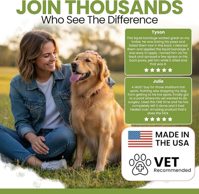 Liquid Bandage for Dogs 4oz Waterproof Spray - Dog Wound Care with Aloe for Cuts, Scrapes, Hot Spots & Paw Injuries - Alcohol-Free, Safe if Licked, Made in USA | Chew + Heal