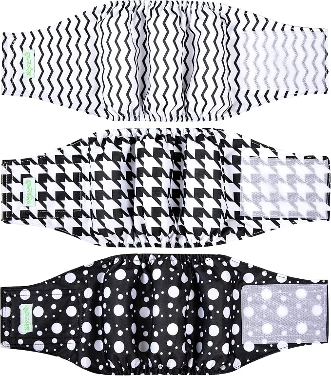 wegreeco Washable Male Dog Belly Band (Stylish Pattern)- Pack of 3 - Washable Male Dog Belly Wrap, Dog Diapers Male (Houndstooth, X-Small)