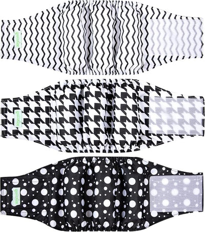 wegreeco Washable Male Dog Belly Band (Stylish Pattern)- Pack of 3 - Washable Male Dog Belly Wrap, Dog Diapers Male (Houndstooth, X-Small)