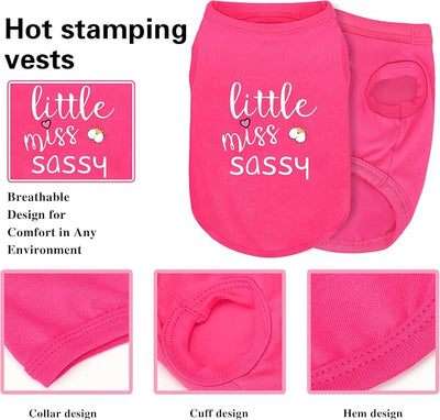 Pink Cotton Dog Shirt with 'Little Miss Sassy' Corgi Butt Print, Soft & Breathable Pet Apparel for Small to Large Dogs, All-Season Sleeveless Vest, Cute and Comfortable Dog Outfit.XXL