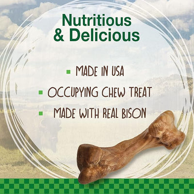 Nylabone Healthy Edibles WILD Natural Dog Bones Long Lasting, Bison Flavor Bone Dog Treats, Medium (2 Count)