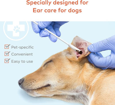 ARCA PET Cotton Swabs for Dogs and Cats - Cat & Dog Ear Cleaner Long Cotton Swab - Extra Long Stick, Cat & Dog Ear Cleaning Kit for Puppies and Pets, Multipurpose Pet Cotton Swabs for Ears (100 Buds)