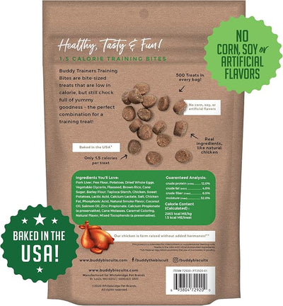 Buddy Biscuits Trainers 10 oz. Bag of Training Bites Soft & Chewy Dog Treats Made with Chicken Flavor (Pack of 2)