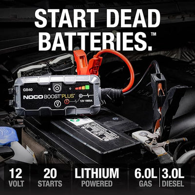 NOCO Boost GB40 12V 1000A UltraSafe Portable Lithium Jump Starter | Spark-Proof + Reverse Polarity Protection - Power Bank - 100-Lumen LED Flashlight - For 6.0L Gas and 3.0L Diesel Engines