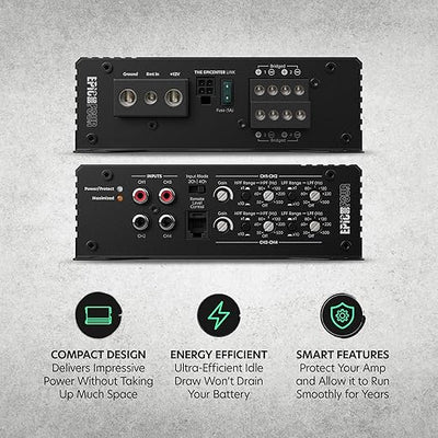 AudioControl EPICBIGFOUR 4-Channel Amplifier Car Audio 1400W RMS, Compact Digital Class D, Includes ACR-E Bass Knob, High/Low Pass Crossover, Line Level Inputs, Epicenter Link, Smart Auto Protection