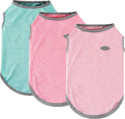 3 Pack Lightweight Sun Protection Dog Shirt Breathable Sleeveless Dog T Shirts Extra Soft Top Tank Dog Clothes for Outdoor Activities (Leather Pink + Light Blue + Light Pink, XX-Large)