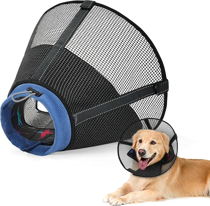 Dog Cone Collar to Stop Licking, Soft Mesh Recovery Collar After Surgery with Liner, Elizabeth Cone Alternative for Medium and Large Dogs, for Surgery, Spay, Neuter, Wound Care,M,Colorful