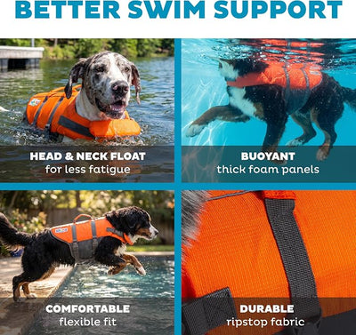 Outward Hound Granby Splash Orange Dog Life Jacket, XL
