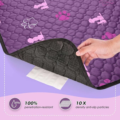 WanpeeGoo Washable Pee Pads for Dogs, 4 Pack Absorbent Reusable Training Dog Pads Pet Puppy Pads, Non-Slip Potty Pads for Whelping, Playpen, Crate, Bed, Purple 18"x24"