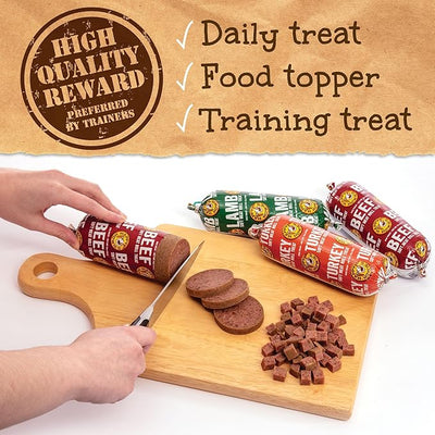 Happy Howie's Soft Meat Roll Treat - Soft Dog Food Rolls, High Protein, Natural Ingredients, for All Dogs, Made in USA - Lamb, 12 Oz (Pack of 4)