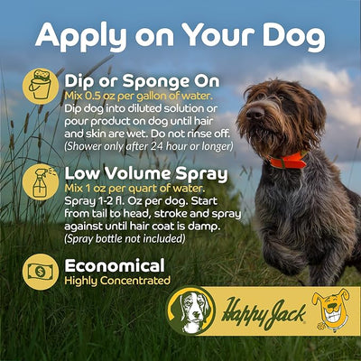 Happy Jack Kennel Dip Dog Flea & Tick Treatment Professional-Grade Parasite Control Spray for Puppies & Dogs, Kills Fleas, Mange, Lice & Ticks, 30-Day Protection, Indoor Outdoor Use (8 oz)