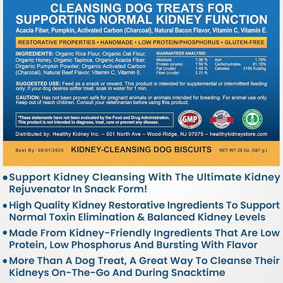Kidney Cleanse Beef Dog Treats Supports Normal Kidney Toxin Elimination: 20 Oz. Low Protein Beef Dog Treats for Kidney Support. Kidney-Friendly Dog Food Diet Treat.