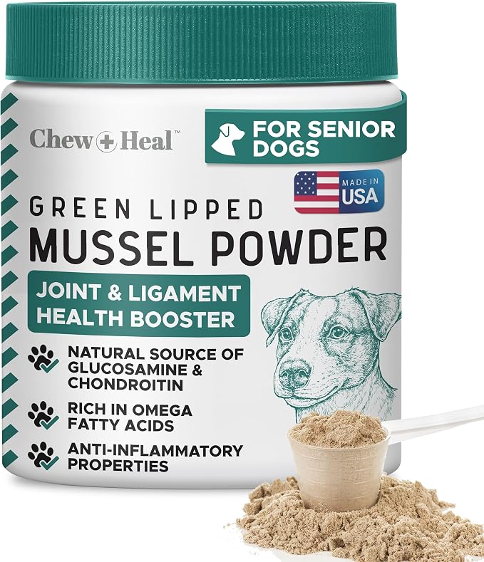 Green Lipped Mussel for Dogs - 6 oz of Green Lipped Mussel Powder for Dogs - Good for Joint and Ligament Health - Made in the USA