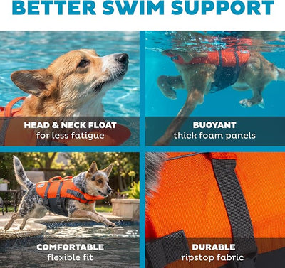 Outward Hound Granby Splash Orange Dog Life Jacket, Medium