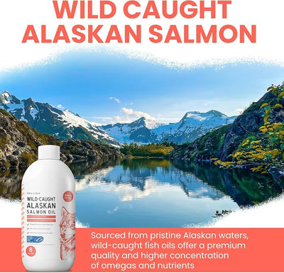 Alaskan Salmon Oil for Dogs and Cats 8oz - Fish Oil Omega 3 EPA & DHA for Skin and Coat, Shedding, Itchy Skin and Allergies, Joint Support - Liquid with Pump, MSC Certified, Made in USA - Chew + Heal