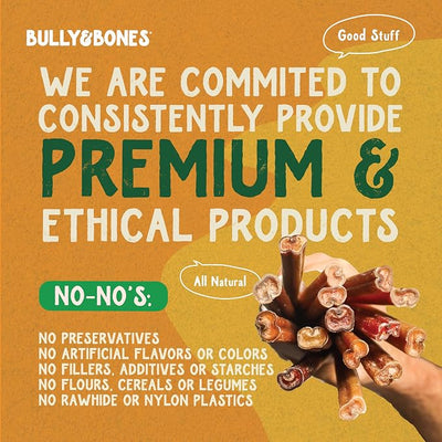 Bully & Bones 12 Inch Odor Free Straight Bully Sticks (12 Pack) for Dogs That Like to Chew. Healthy Single-Ingredient Beef chew Treats Crafted to Stimulate Your Dog’s Taste Buds. 12" Bully Sticks.