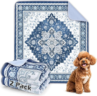 INVENHO 2PACK Washable Pee Pads for Dogs, Reusable Dog Pads Upgrade Non-Slip Dog Pee Pads Heavy Absorbency Puppy Pee Pads Quick Dry Whelping Pads/Waterproof Puppy Training Pad