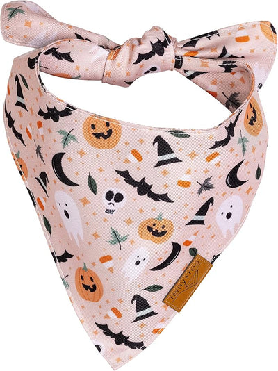 Remy+Roo Dog Bandanas - 2 Pack | Halloween Spooky Dog Bandanas Set | Premium Durable Fabric | Patented Shape Bandanas for Dogs (Halloween, Small)