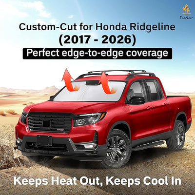 EcoNour Windshield Sun Shade Compatible for Honda Ridgeline 2017–2026 | Custom Fit Pickup Truck Front Window Sunshade | Foldable Heat & UV Reflective Sun Visor