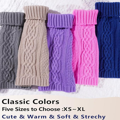 Dog Sweaters Small Dog Clothes Winter Turtleneck Puppy Sweater Warm Pet Cat Sweater Doggy Pullover Outfit with Twisted Design XS~XL (Beige, X-Large)