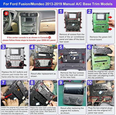 8 Core 4G+64G Car Radio for Ford Fusion Mondeo 2013-2019: Fit Manual AC | Upgrade Android 15 9" Touchscreen Stereo CarPlay Android Auto, BT, WiFi 6, GPS, AM, FM, RDS, 36EQ, SWC, 1080P Backup Camera