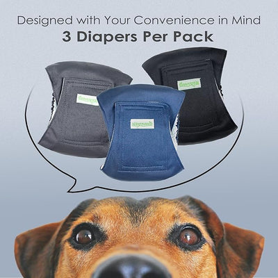 Wegreeco Washable Male Dog Belly Band (Stylish Pattern) - Pack of 3 - Washable Male Dog Belly Wrap, Dog Diapers Male (Black, Charcoal, Navy, Large)