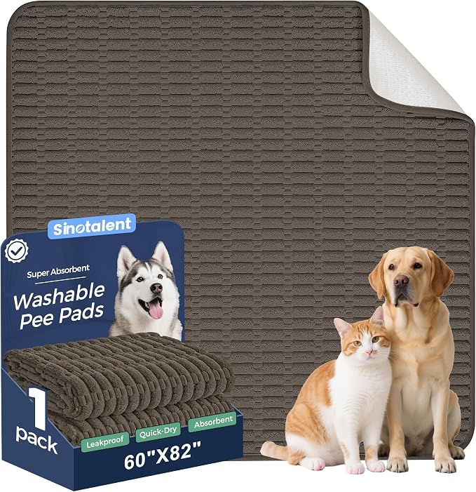 Washable Pee Pads for Dogs, Reusable Puppy Pads Dog Pads, Non-Slip Dog Pee Pads, Leakproof Pet Pee Pads Wee Wee Pads for Dogs. (Coffee, 60"x82"(Pack of 1))