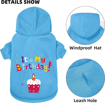 Dog Sweater Dog Hoodie Cold Weather Coat Hooded Sweatshirt for Puppies,Cats, Small Medium Large Dogs (Blue(It's My Birthday), XX-Large)