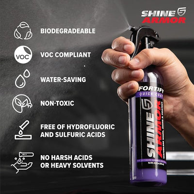 SHINE ARMOR Fortify Quick Coat - 8oz Ceramic Waterless Detailer Spray | 3-in-1 Wash, Wax & Nano-Ceramic Coating | Mirror Shine, Zero Streaks, No Dust Residue | 6-12 Month Protection | Made in USA | Spray On, Wipe Off. Ceramic Protection That Lasts 6 to...