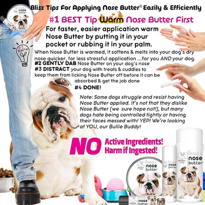 The Blissful Dog Bulldog Nose Butter, Versatile Dog Nose Balm for Dry Nose, Handcrafted Nose Moisturizer, Easy-to-Apply Dog Essentials, Unscented, 16 oz.