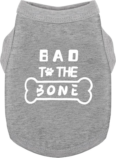 Discover Cozy Cotton Canine Wear: Soft, Lightweight, and Breathable Dog Shirt Vest with Eye-Catching Graphics(Bad to The Bone), Keeping Your Furry Friend Warm and Comfy! Grey L