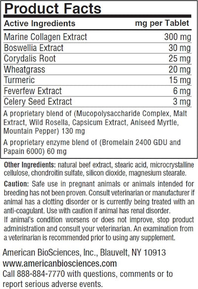 American BioSciences DGP, All-Natural Joint Supplement for Dogs - Joint Support with Turmeric Boswellia Extract - 60 Chewable Pet Tablets per Bottle (60 Count (Pack of 1))