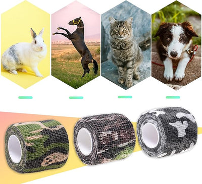 Eco-Fused Self-Adhering Bandage - Injury Wrap Tape for Pets, Dogs, Cats, Horses - Pack of 6 - Dog Bandages for Legs - Prevent Licking - Does not Stick to Hair - Elastic, Water Repellent, Breathable
