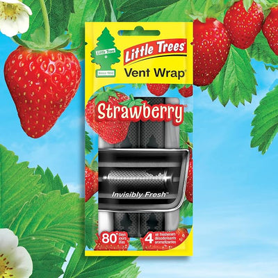 LITTLE TREES Car Air Freshener | Vent Wrap Provides Long Lasting Scent, Invisibly Fresh | 16 Air Fresheners | Strawberry